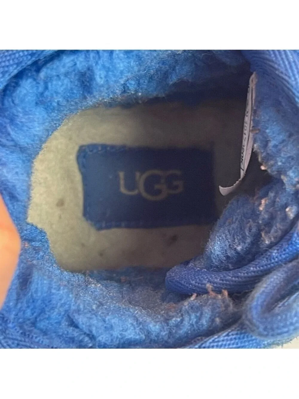 UGG Neumel boys kids blue suede fur lace up boots Sz 2